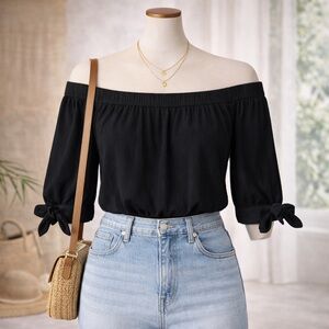 Abercrombie & Fitch Black Off-Shoulder Blouse